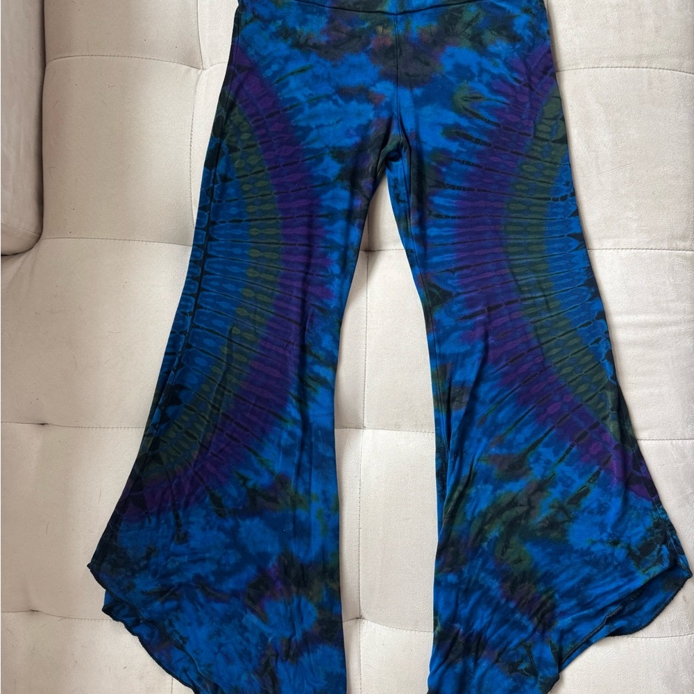 Blue and Purple Tie-Dye Flared Pants